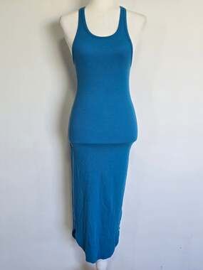 Frankie B Side Seam Rhinestone Ribbed Cotton Midi Tank Dress Size: M